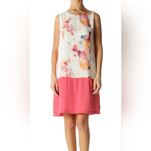 Dalia Off White Light Pink Floral Romantic Dress , Size 4 - Picture 2 of 4